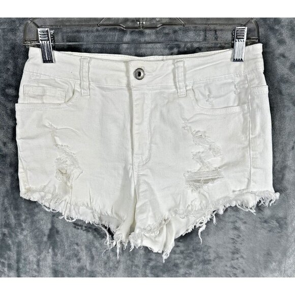 Klique B Pants - Klique B Denim Shorts Girls Distressed White Size Medium Light Wash Stretch